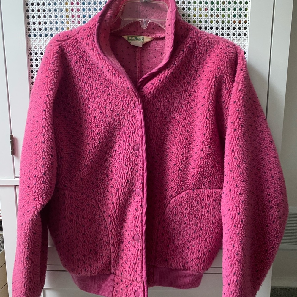Vintage L.L. Bean Raspberry/Pink Sherpa deep Pile Fleece Shacket